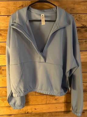 90 Degree By Reflex Light Blue Half-Zip Pullover Sweatshirt